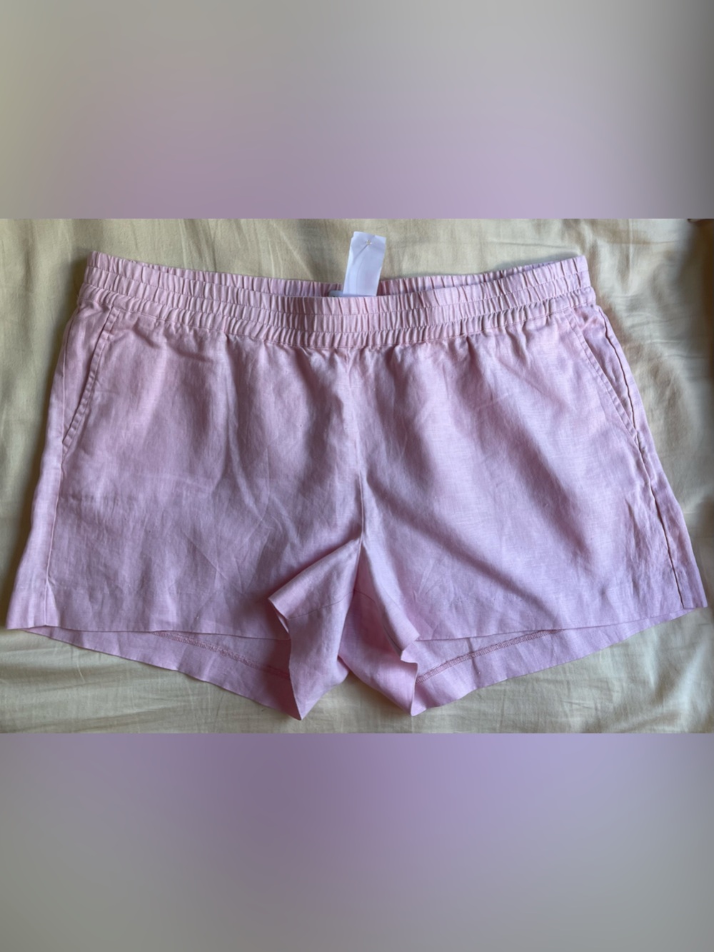 Hiho Pink Linen Shorts with Elastic Waist Band
